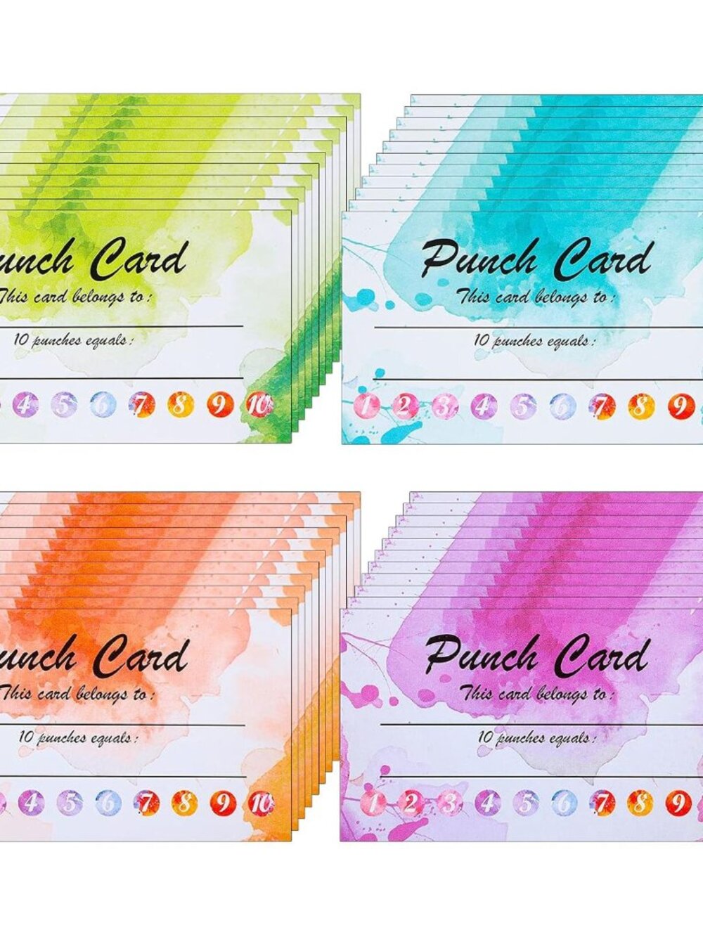 320 Pieces Punch Cards for Classroom, Watercolor